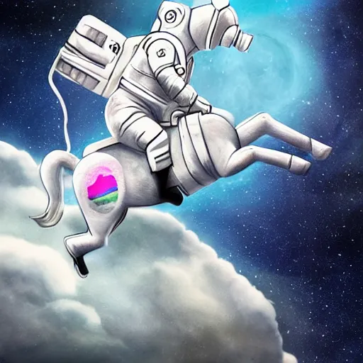 Prompt: An astronaut riding a unicorn in a photorealistic style