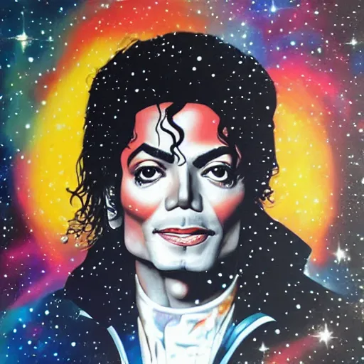 Prompt: portrait of Michael Jackson in a cosmic environment by Sandra Chevrier