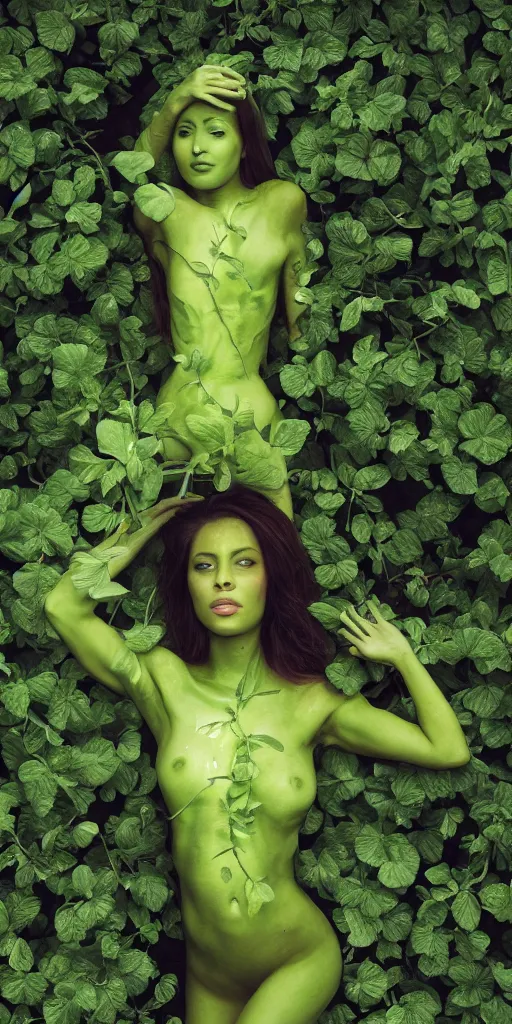 Prompt: a photosynthetic woman