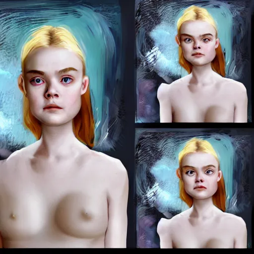 Prompt: art of Elle Fanning in the style of Angel’s Egg