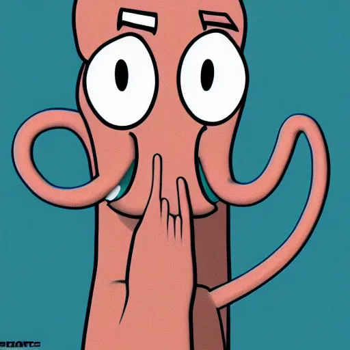 Image similar to humanoid squidward blue note album cover