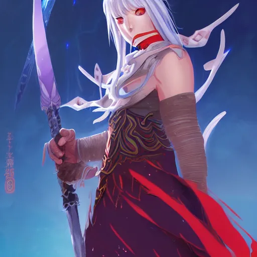 Prompt: anime portrait of Fate as a shaman yedi using dark force to eliminate trump as an anime antagonist by Stanley Artgerm Lau, WLOP, Rossdraws, James Jean, Andrei Riabovitchev, Marc Simonetti, and Sakimichan, trending on artstation