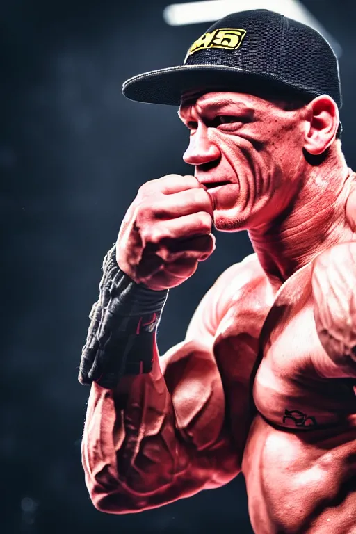 Image similar to john cena battle rap with eminem, high resolution, photorealistic, smooth, 4 k, aesthetic lighting, baroque object, sharp focus, hyperdetailed object, by : canon eos 5 d mark iv and sigma 7 0 - 2 0 0 mm f / 2. 8 dg os hsm sports