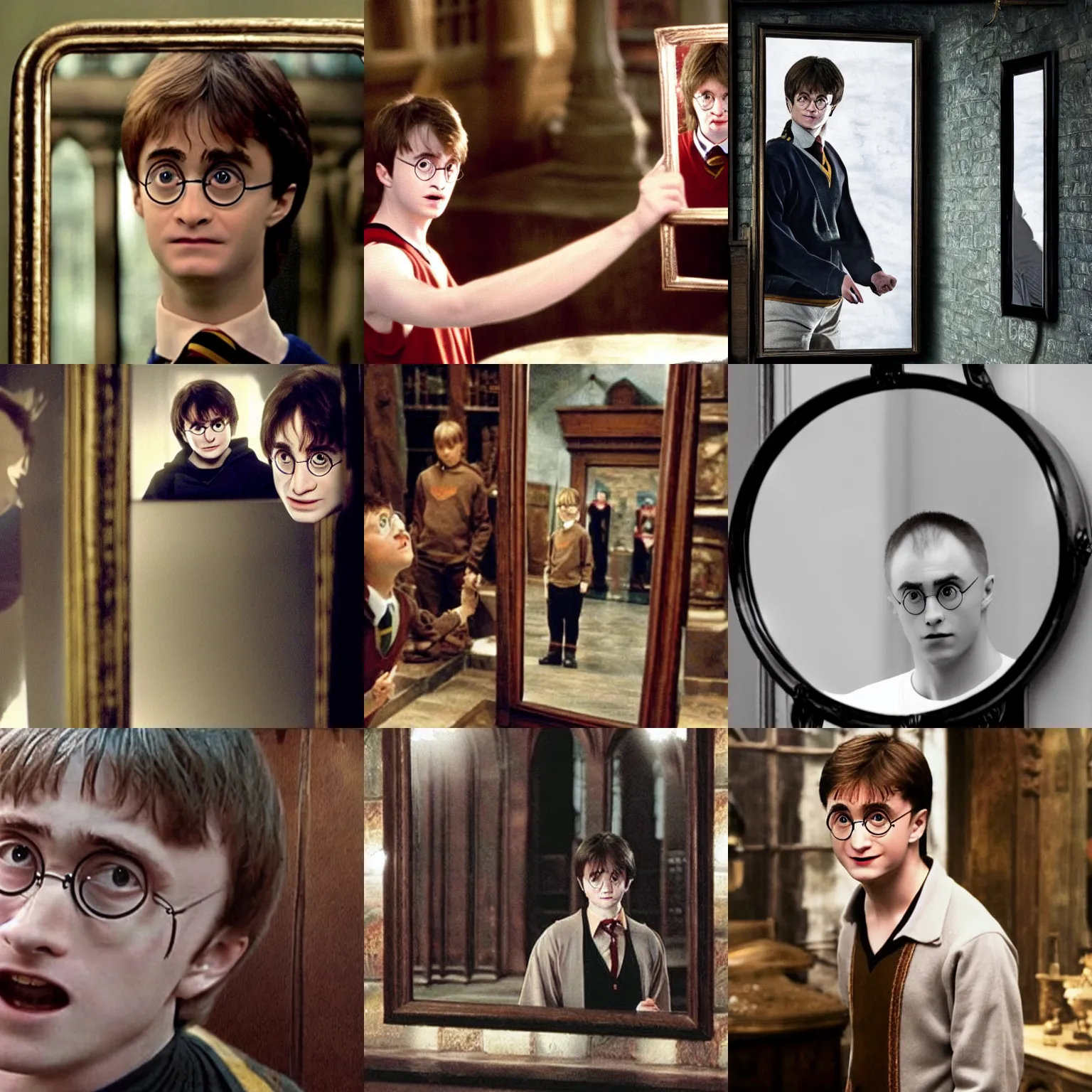 Prompt: a mirror showing harry potter his deepest desires