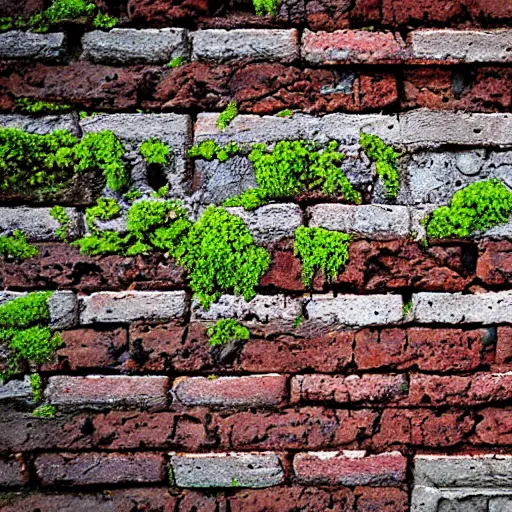 Image similar to old brick wall with moss and graffiti