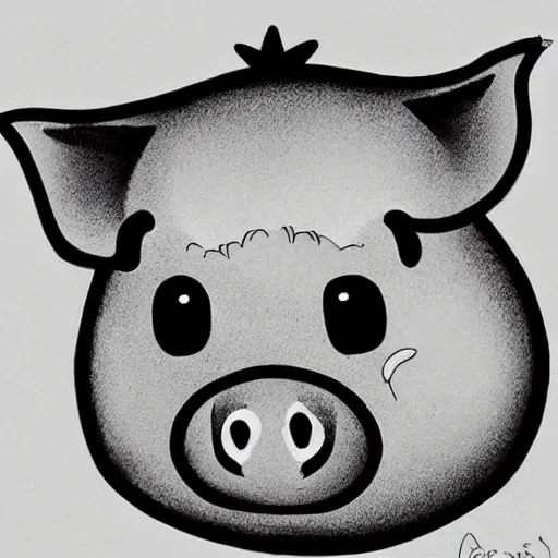 Image similar to face of cutest pig in the world. Artistic. Concept art. Drawing. High details. Cute. Adorable. Piggy