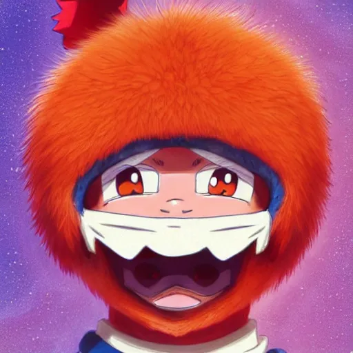 Image similar to anime Portrait of Youppi the Habs Montreal Canadiens Mascot as a very cute powerful and friendly pokemon, highly detailed anime, high evolution, 1990s, legendary, smooth, sharp focus, dynamic lighting, intricate, trending on ArtStation, illustration pokemon, art by WLOP