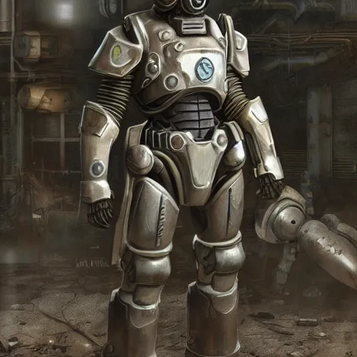 Image similar to fallout concept art power armor render ultra unreal engine 5