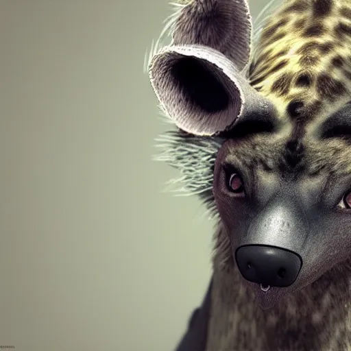 Image similar to Hyena fursuit, Realistic, HDR, HDD, Reallism, Real Life Engine,