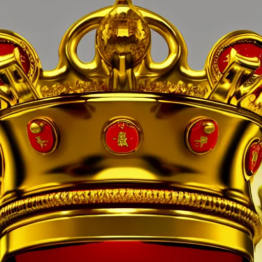 Image similar to a red crown with a gold crown on top of it, a computer rendering by Emperor Huizong of Song, polycount, rococo, sketchfab, rendered in cinema4d, rendered in maya