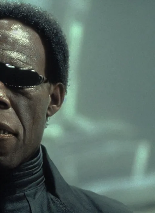 Prompt: film still of Danny Glover as Morpheus in The Matrix, 4k