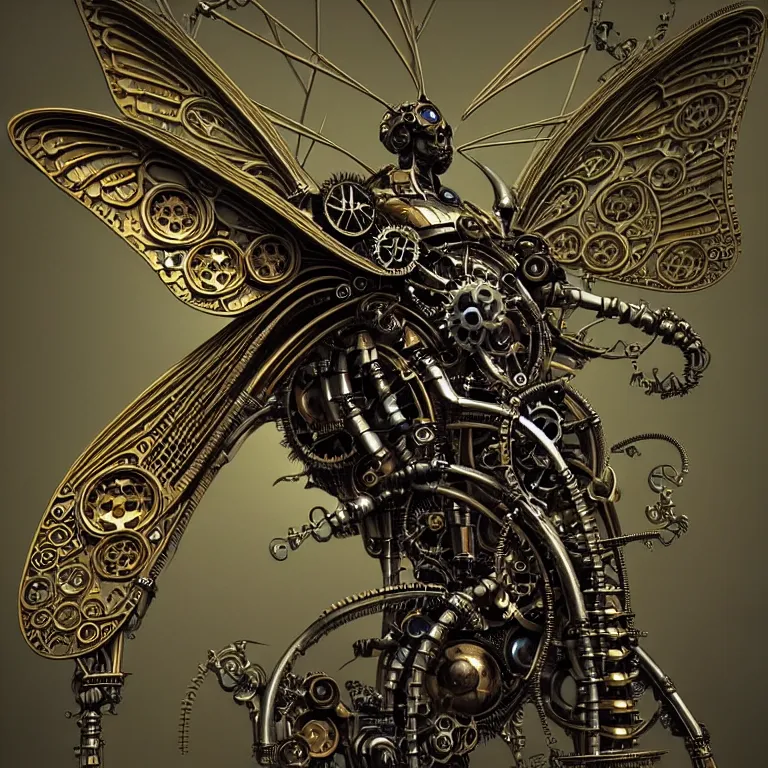 Image similar to steampunk cybernetic biomechanical old world swallowtail with wings, 3 d model, very coherent symmetrical artwork, unreal engine realistic render, 8 k, micro detail, intricate, elegant, highly detailed, centered, digital painting, artstation, smooth, sharp focus, illustration, artgerm, tomasz alen kopera, wlop