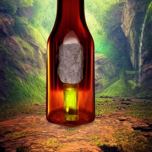 Image similar to a waterfall in a bottle, digital art trending on artstation