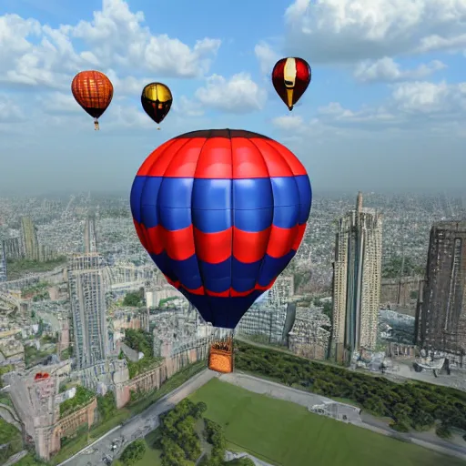 Image similar to 3 d render of a spiderman hot air balloon