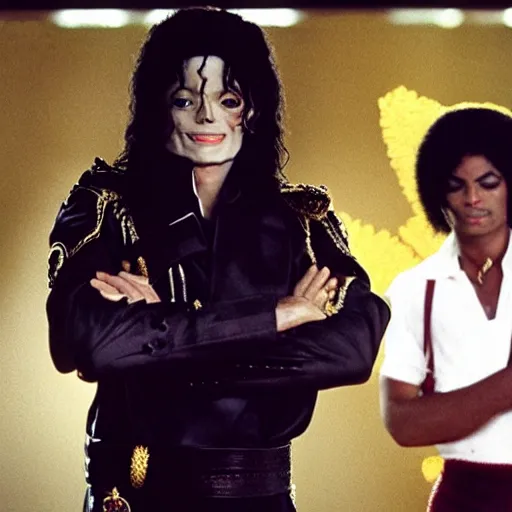 Image similar to michael jackson as king king, movie still, 8 k