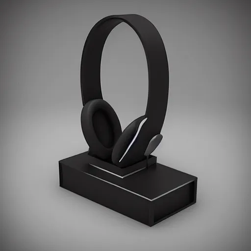 Image similar to headphone stand, futuristic, techno, cyberpunk, product design, 3 d render, 3 d concept, isometric design, fun, swag, cute