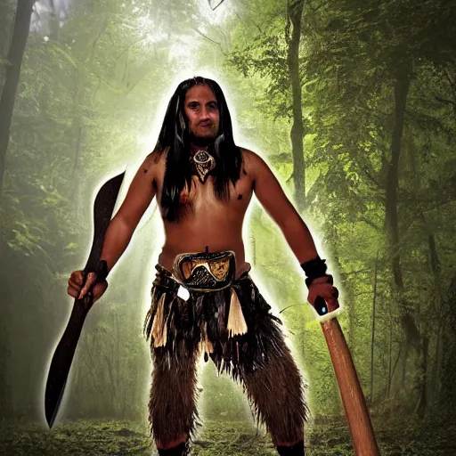 Prompt: photo of an amazon warrior with a giant axe