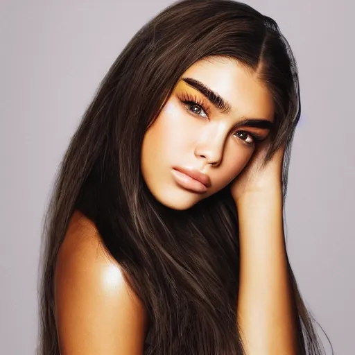 Prompt: 4k,ultra detailed portrait of Madison Beer by Rachel Ruysch