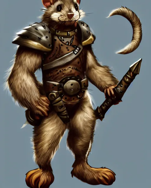 Image similar to a full body shot of a muscular anthro furry rat wearing a fantasy medieval armor striking a heroic pose, fantasy, artstation, furry art, furaffinity, deviantart, symmetrical, highly detailed, award winning, trending