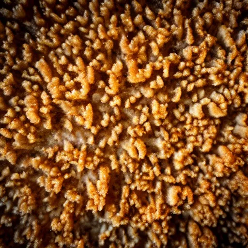 Prompt: a macrophoto of a bread crumb, photography,