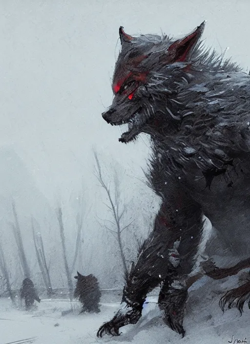 jakub rozalski artstation, werewolf lurking in a | Stable Diffusion ...