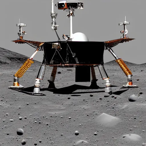 Prompt: Photo of the lunar lander on mars