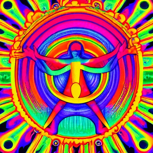 Image similar to psychedelic hypnotic religious iconography that helps people have the courage to struggle