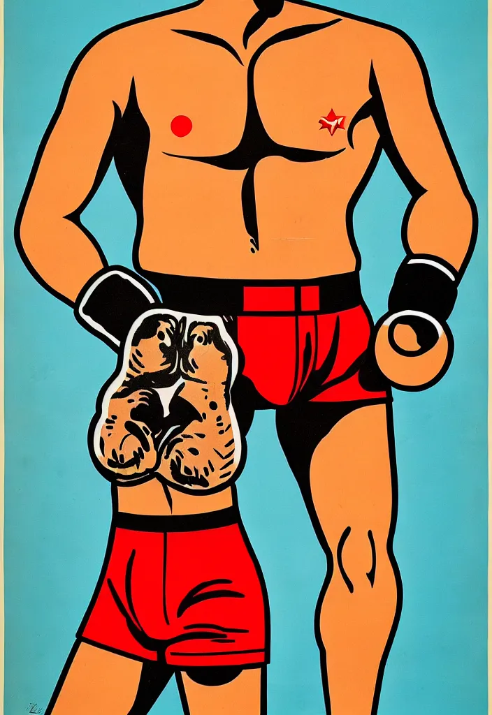 Prompt: boxer, anatomically correct, style of soviet poster