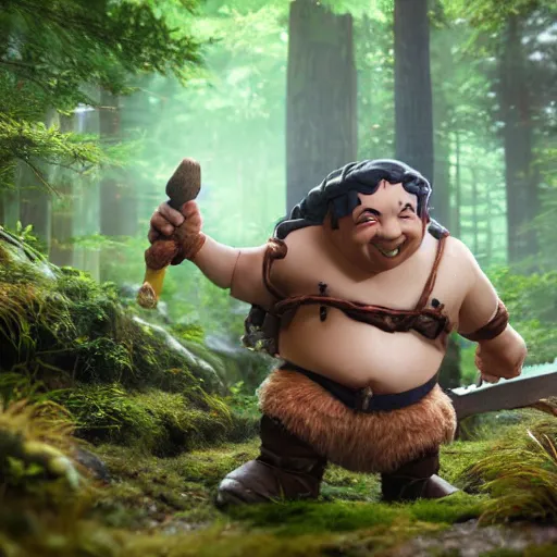 Prompt: a fantasy halfling gnome buffing his halfling allies in a redwood forest, unreal engine, octane render, realistic, matte painting, masterpiece, studio ghibli, beautiful, magical,