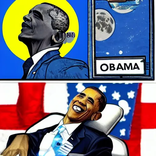 Image similar to obama on the moon