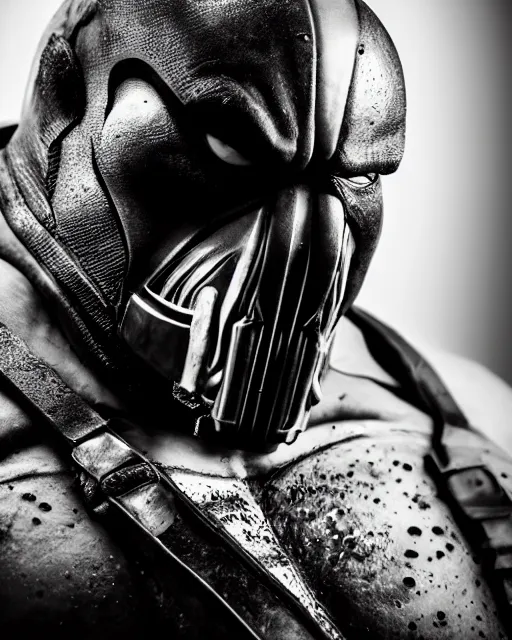 Image similar to Studio portrait of Bane from te Dark Knight as a big guy for you, fully clothed, highly detailed, bokeh, 90mm, f/1.4