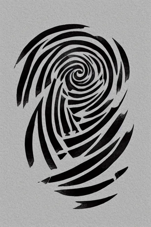 Image similar to a simple tattoo design of flying birds in a 8 shape spiral, black ink, logo