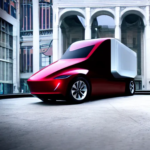 Image similar to Tesla Cybertruck, cinematic, 35mm, hyperreality