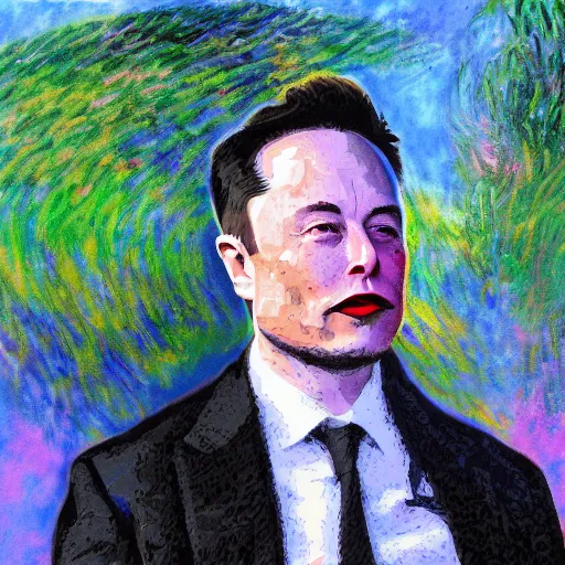 Prompt: elon musk, painting by Monet