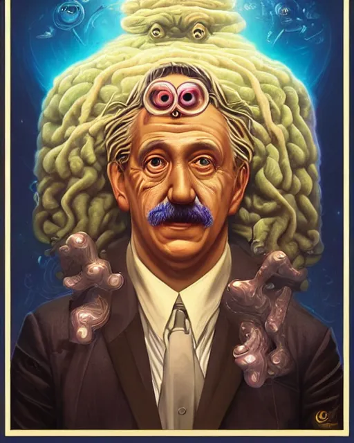 Image similar to lovecraft lovecraftian portrait of einstein, pixar style, by tristan eaton stanley artgerm and tom bagshaw, retro future