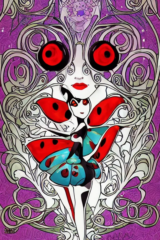 Image similar to art nouveau, miraculous ladybug