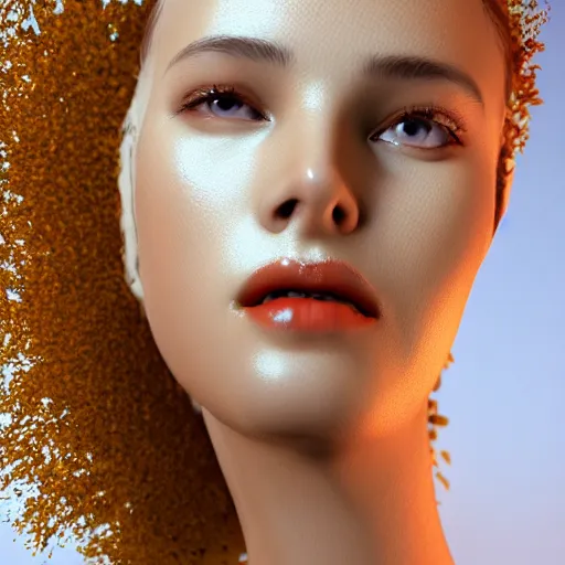 Image similar to beautiful render female made from honey, light through her body