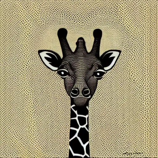 Prompt: “giraffe, dotart, album art in the style of James Jean”