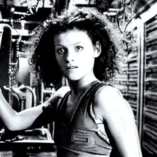 Image similar to film still of Mila Jovavich as Ripley from Aliens 1986