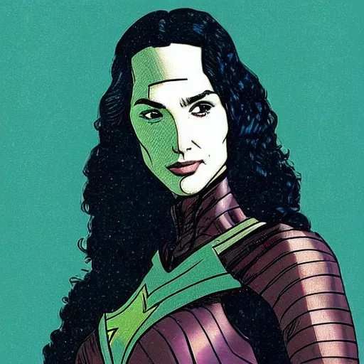 Image similar to “ gal gadot retro minimalist portrait by jean giraud, moebius starwatcher comic, 8 k ”