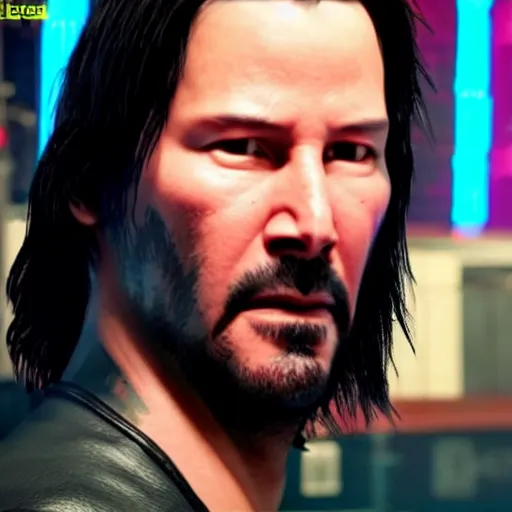 Prompt: keanu reeves in cyberpunk 2 0 7 7, hd, full hd, best quality