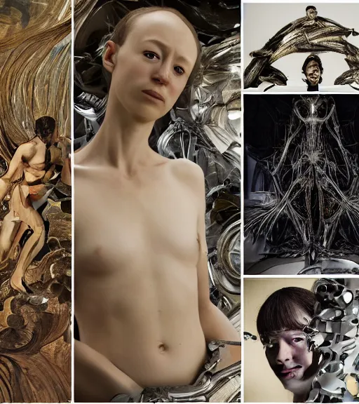 Image similar to still frame from Prometheus movie by Makoto Aida, cyborg with life within by Iris van Herpen painted by Caravaggio and by Hisashi Tenmyouya by Fuyuko Matsui by Makoto Aida by Yasunari Ikenaga by Takato Yamamoto