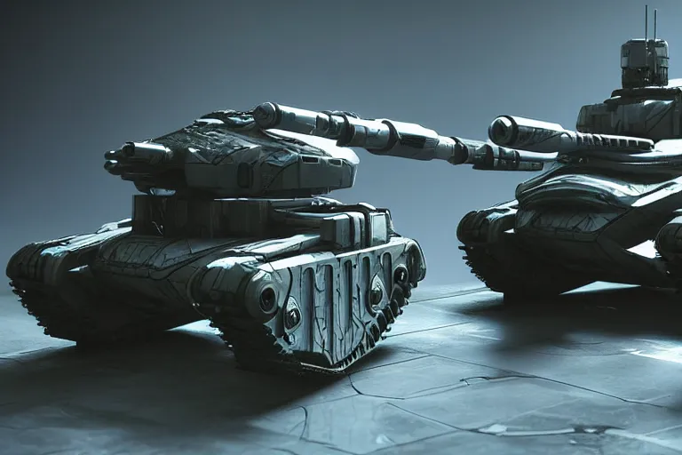 Image similar to cyberpunk alien concept inspired tank, futuristic look, highly detailed body, very powerful, photorealistic camera shot, bright studio setting, studio lighting, crisp quality and light reflections, unreal engine 5 quality render