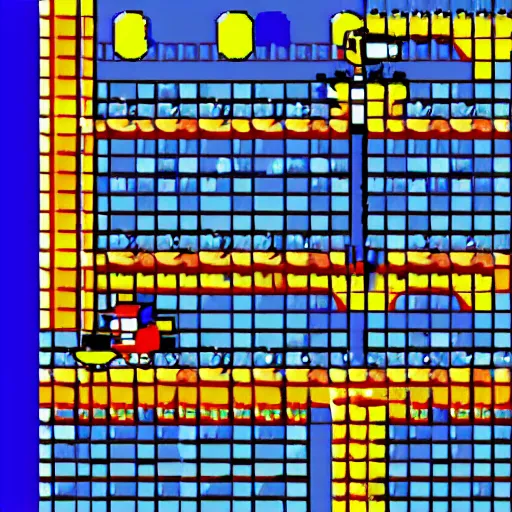 Image similar to new megaman enemy 'chickenman' who has the power of shooting eggs at you, nes 8bit graphics design, high quality detail, Nintendo campcom game design, clean screenshot upload, bright colours