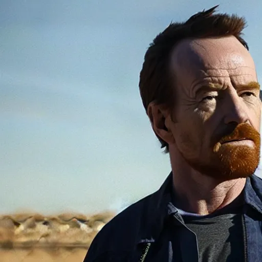 Image similar to a movie still shot of bryan cranston as jesse pinkman