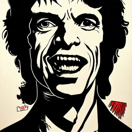 Image similar to individual young mick jagger silk screen butcher billy style