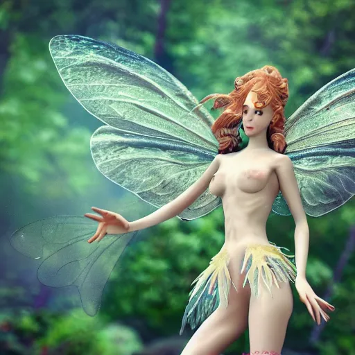 Image similar to extremly detailed fairy flying in nature, high details, detailed face, 8 k, sharp