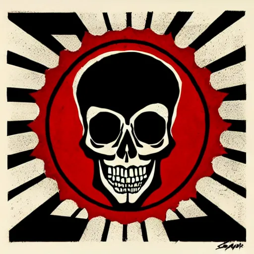 Prompt: punk rock skull, solo. by shepard fairey