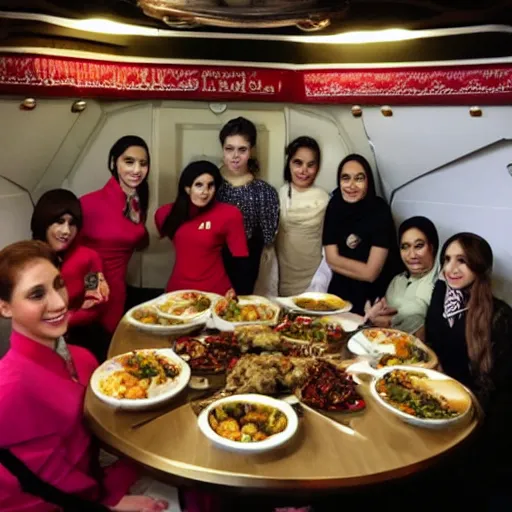 Image similar to starship enterprise arabic cabin crew with lebanese food and music