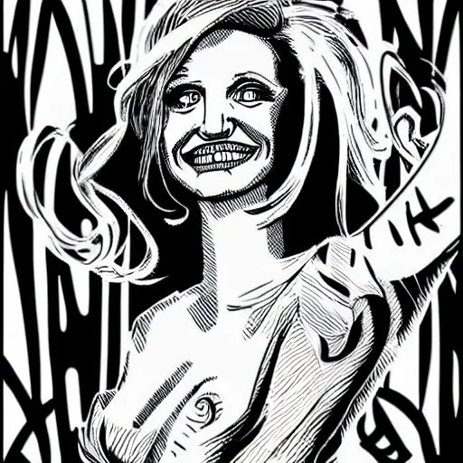 Image similar to mcbess illustration of cameron diaz at the met gala